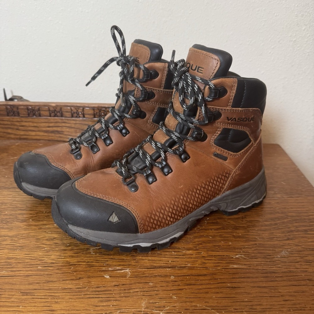 Vasque Womens Hiking Boots Brown Leather Waterproof Vibram Size 7.